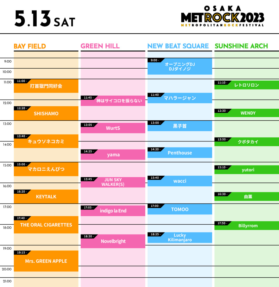 「OSAKA METROPOLITAN ROCK FESTIVAL 2023」出演決定 & タイムテーブル発表
